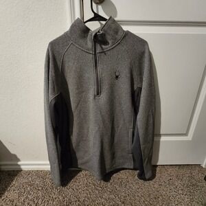 Spyder Quarter Zip Pullover Sweater Mens XL Gray Athletic Activewear